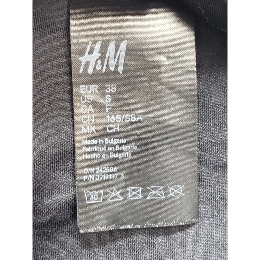 H&M Women Swimsuit S Black Belted Waist Gold Buckle Square Neck Summer Beach